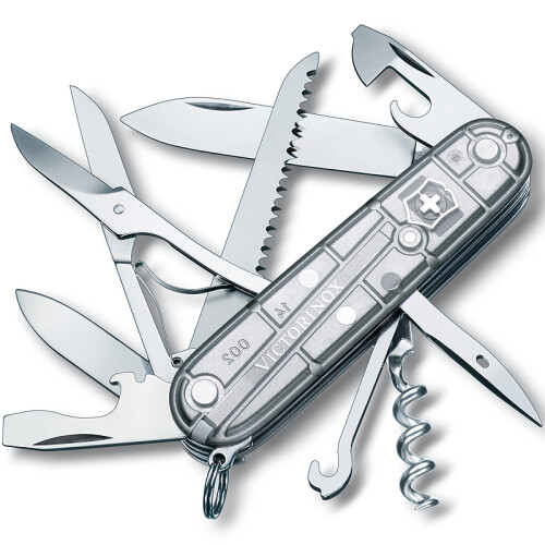 维氏(VICTORINOX)瑞士军刀 都市猎人91mm(15种功能) 多功能刀户外折叠刀具瑞士军士刀小刀 银色1.3713.T7