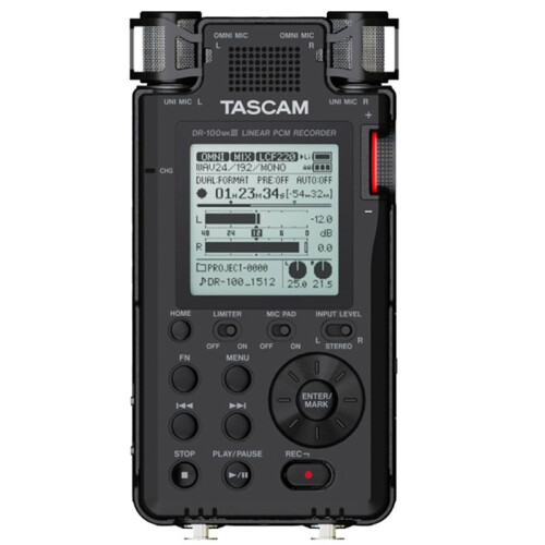 TASCAM DR-100MKIII PCM 192kHz HI-Res数字录音机 中文菜单 微电影录音机