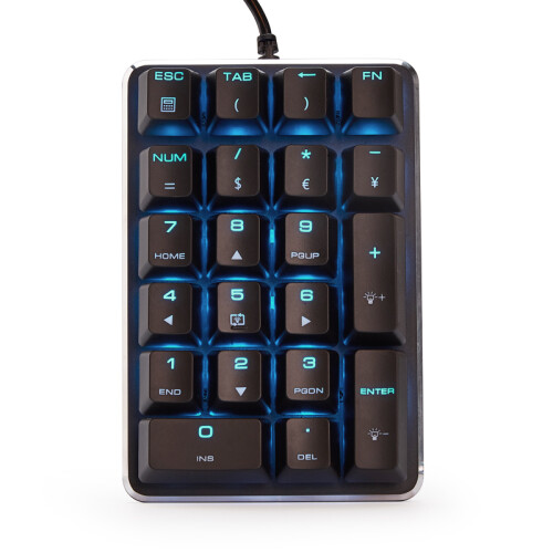 魔蛋（magicforce）21键 数字小键盘 数字键盘 迷你键盘 机械键盘 有线键盘 茶轴 黑色 冰蓝灯 财务会计