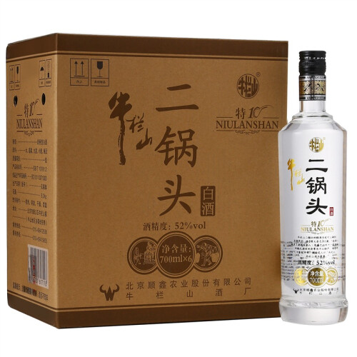 京东超市牛栏山 白酒 清香型 特制10 二锅头 52度 700ml*6瓶 整箱装