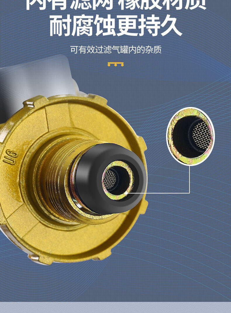 家用液化气安全阀煤气罐带表阀门防爆煤气阀门表压力表减压阀万美国标