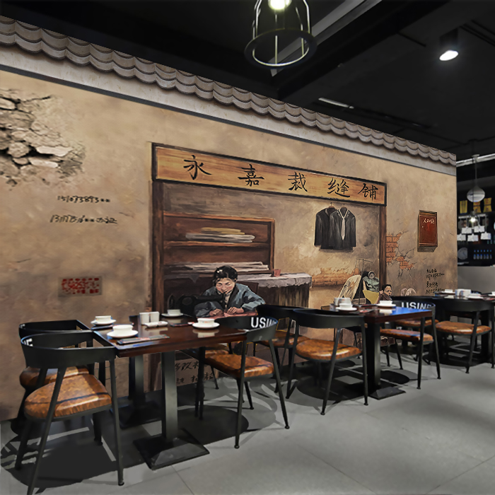 怀旧80年代青春背景墙纸复古小卖部饭店餐厅壁画麻辣烫烧烤店壁纸8d