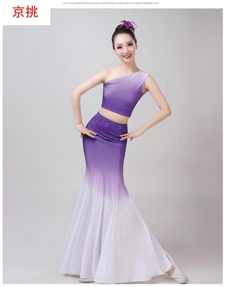 傣族国庆舞蹈服女艺考表演跳舞演出服舞蹈裙孔雀舞鱼尾裙练功舞蹈服装