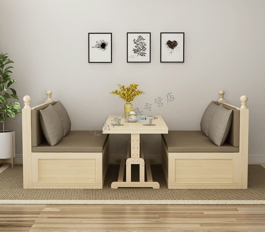 实木沙发床两用带升降书桌卡座客厅小户型多功能推拉可折叠双人床定制