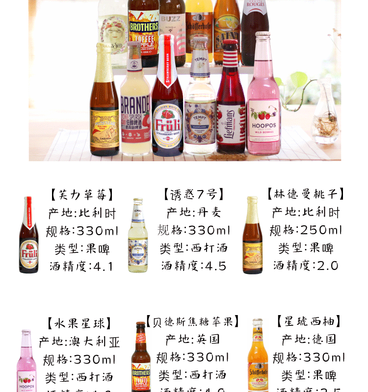 啤酒整箱进口精酿啤酒组合12瓶迷失海岸1664芙力诱惑7号白熊林德曼酒