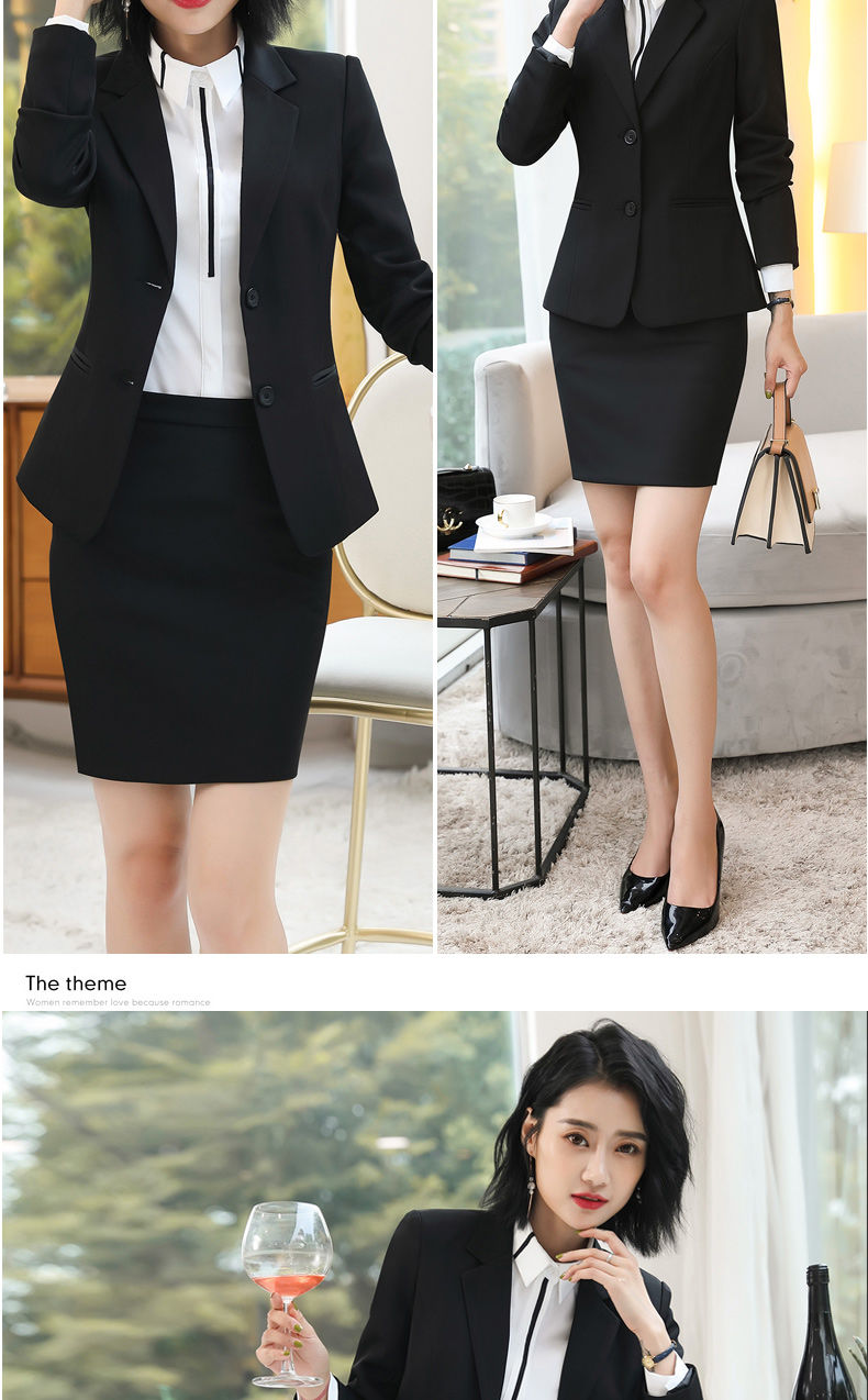 职业套装女套裙ol西服西装套装女士正装套装女 黑马甲 白衬衫 黑短裙