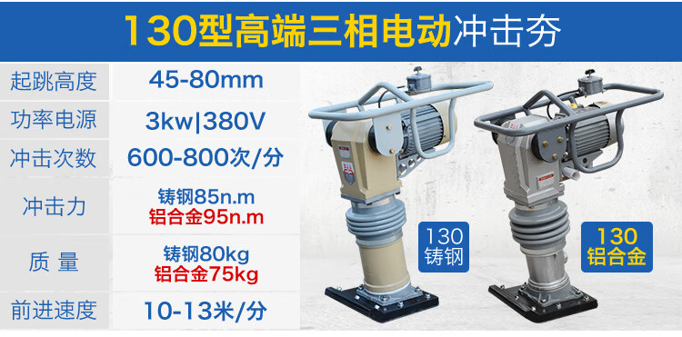 定制电动汽油柴油打夯机220v电夯立式三相小型冲击夯震动夯土夯实机