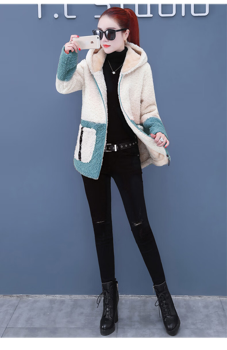 女中年加厚加绒短装外套卫衣女中长款新款羊羔绒衣服春冬季女装潮