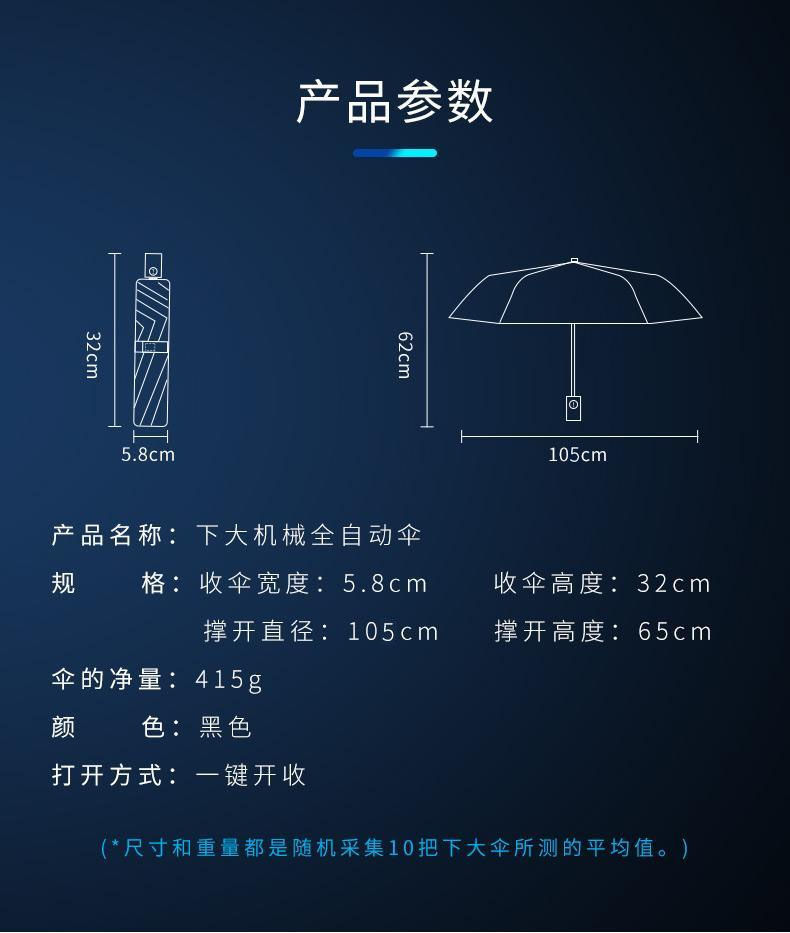 机械全自动伞雨伞男士超大晴雨两用折叠伞防暴风双人伞女 耀世黑-德国