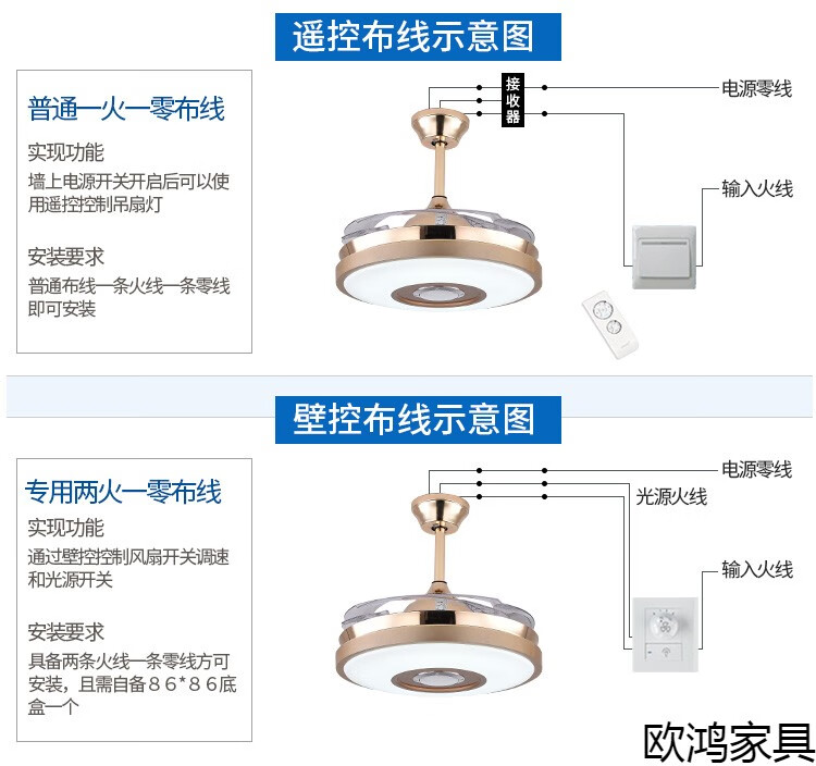 蓝牙音乐餐厅音响吊扇灯隐形风扇灯蓝牙音乐音响电扇灯带风扇吊灯餐厅