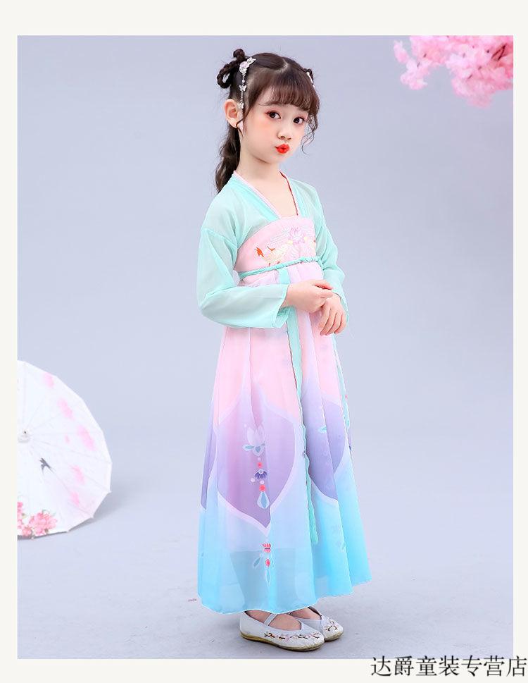 2-13岁小孩子夏天穿的女童汉服连衣裙复古中国风唐装小女孩古装儿童儒