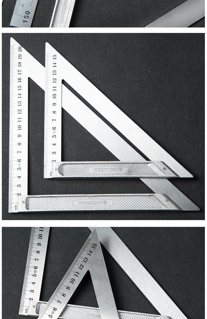 直尺锈钢角尺高精度木工尺度45度角尺加厚锈钢拐尺l型角尺钢尺三角尺7