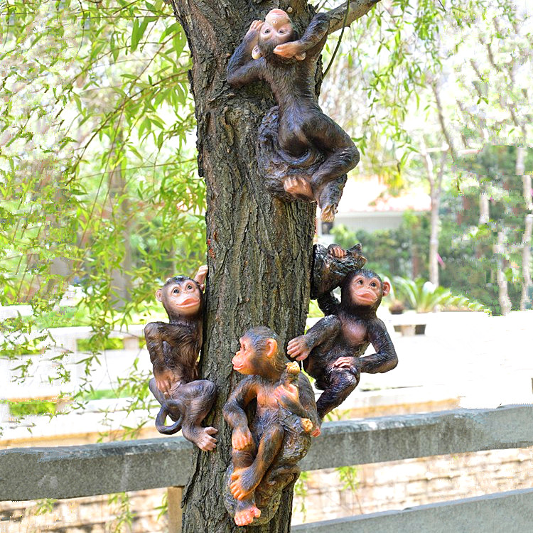仿真猴子摆件树脂工艺品园艺景观设计个性装饰品挂树上挂墙壁家居 吸