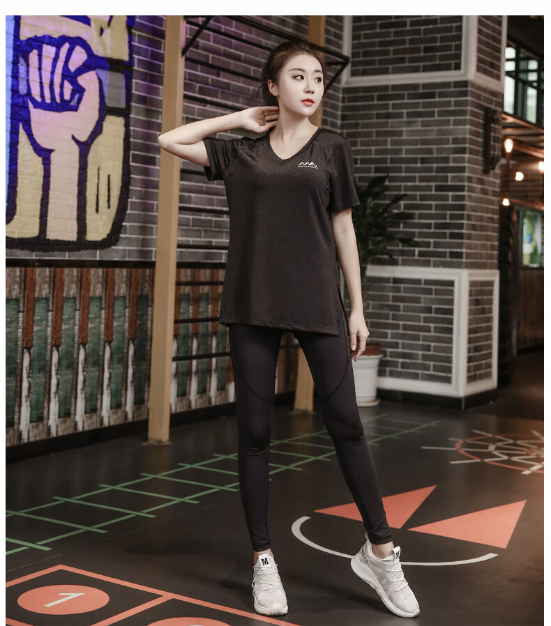 夏季胖mm加肥加大码200斤瑜伽健身服跑步宽松速干薄款运动套装女 宝蓝