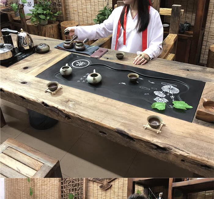 正宗老船木茶桌椅组合泡茶几新中式功夫实木茶台简约现代仿古喝茶 1.