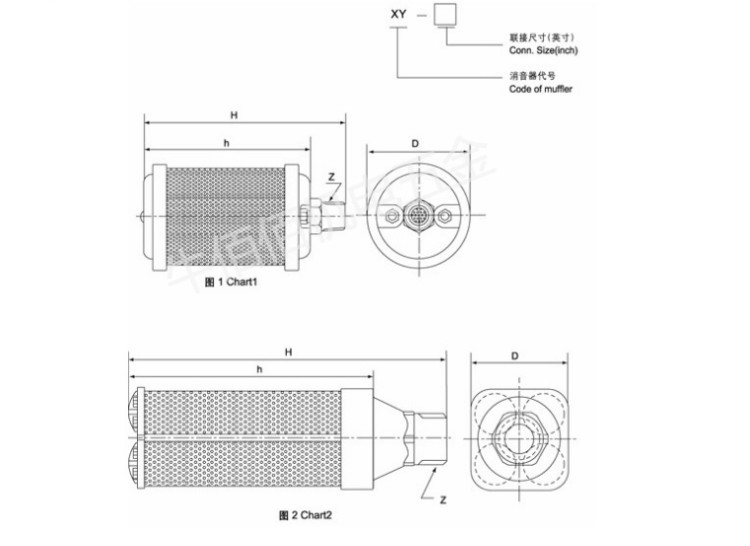 消声器 xy-15真空泵隔膜泵用11/2寸消音器压缩空气排气消音器 xy-15