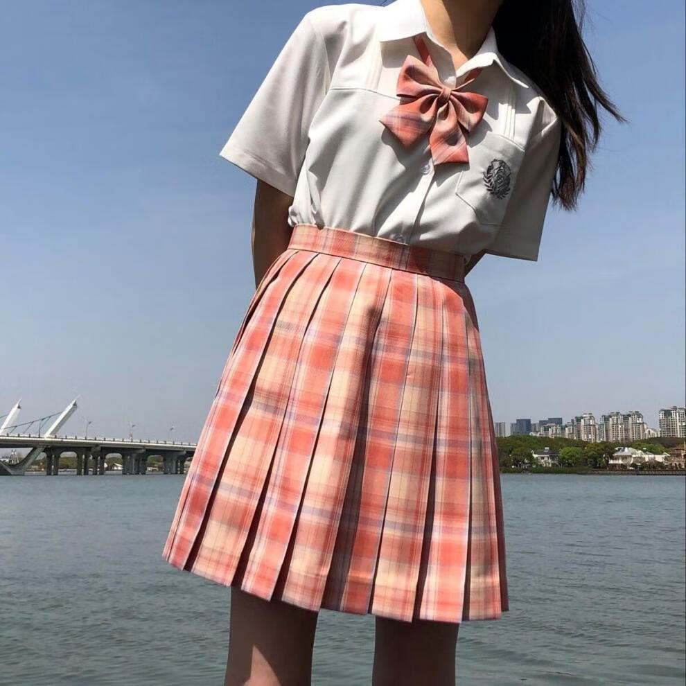 jk制服女格裙套装衬衫半身裙百褶裙装日系学生2020夏季新款领结裙子jk