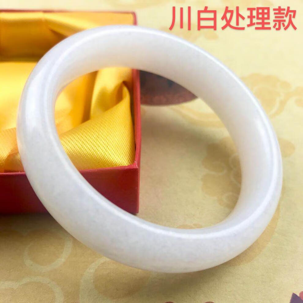 新疆和田玉昆仑羊脂级油润青白玉手镯女天然少女玉镯子 绿细镯子 拍
