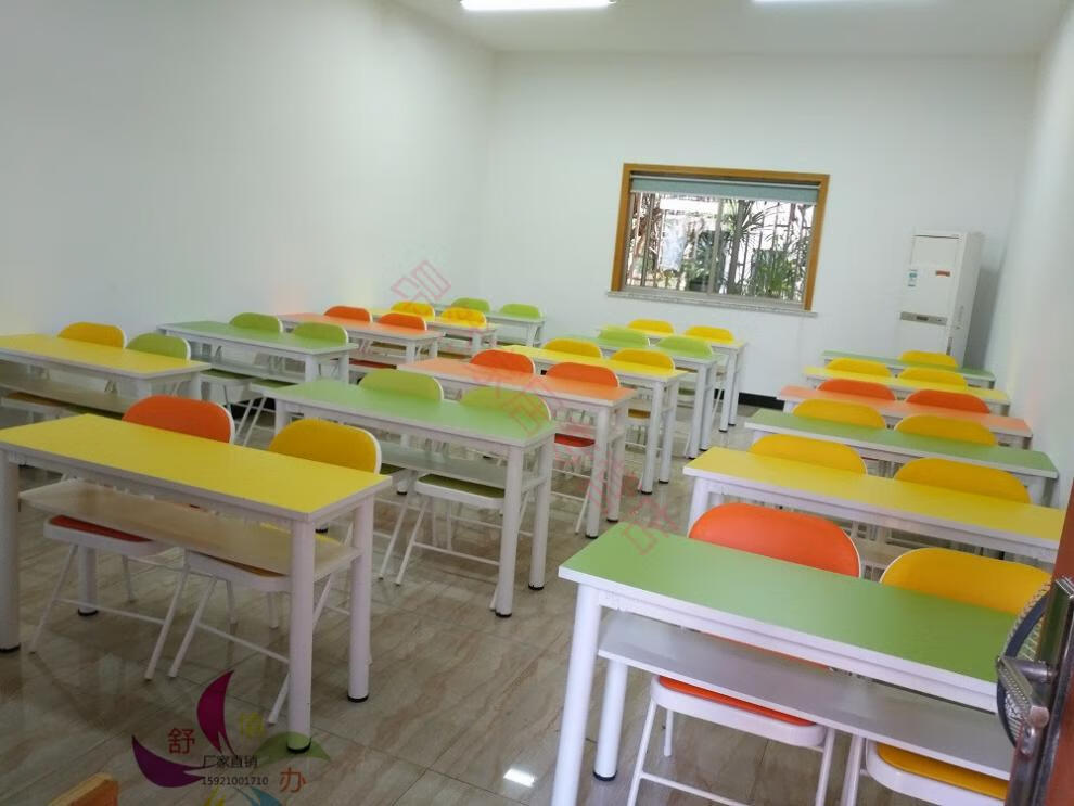 学校书桌托管班小学生美术桌绘画桌课桌椅培训班机构美术教室桌子