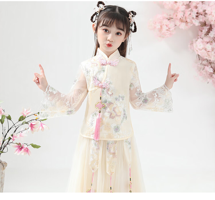 小女孩春天汉服古风女童装汉服春夏装仙唐装中国风襦裙女孩古装中儿童
