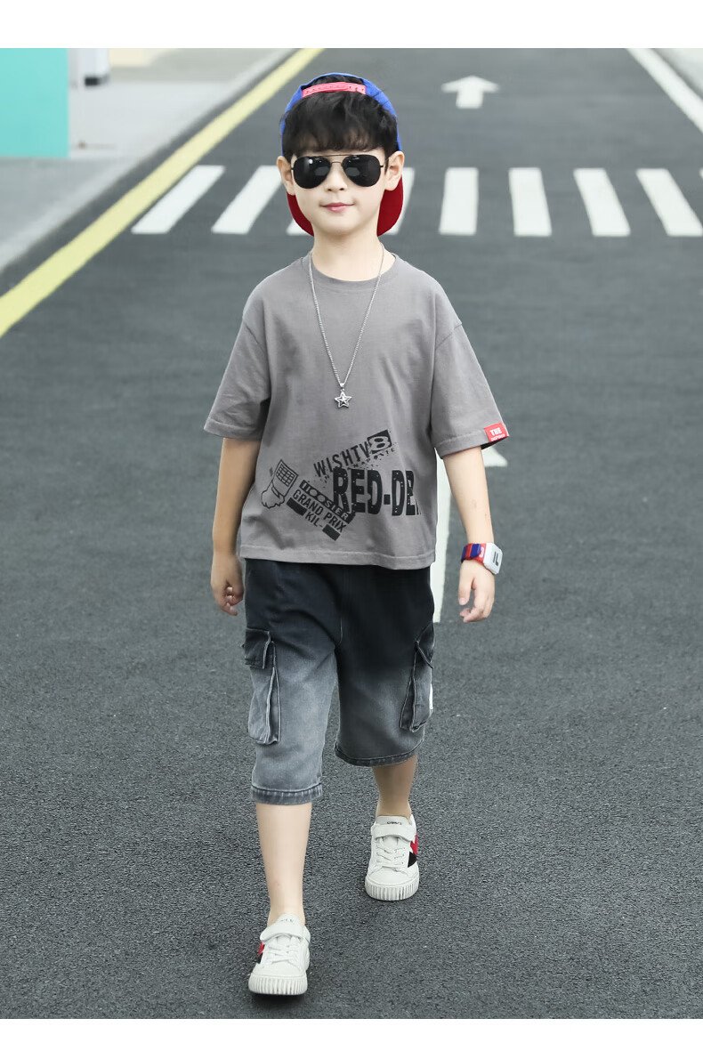 夏装2020新款中大童小男孩儿童夏季休闲两件套3-12岁时髦帅洋气韩版潮