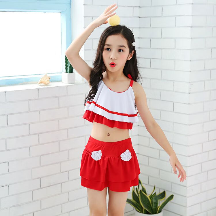 韩版韩国儿童游泳衣女童女孩泳装公主比基尼宝宝分体裙式小中大童泳裤
