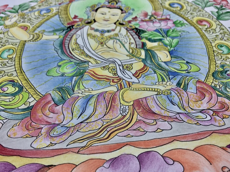 唐卡涂色佛像描金 静心diy手绘【涂色世界】sn4431 涂色加厚纸 42*30