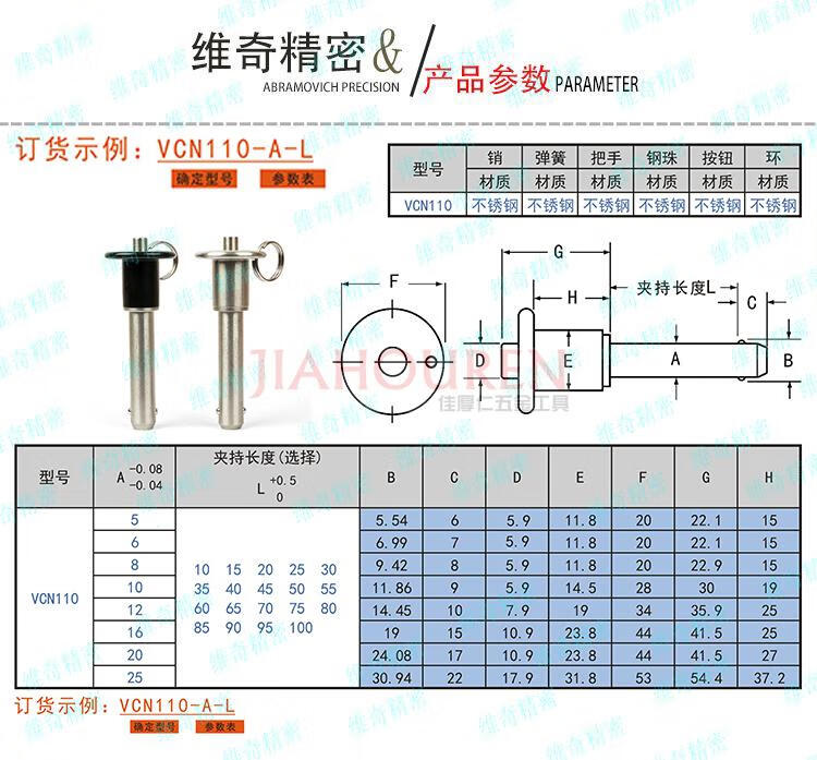 快卸销重型安全销/船上设备安全销φ20球头锁紧销插销