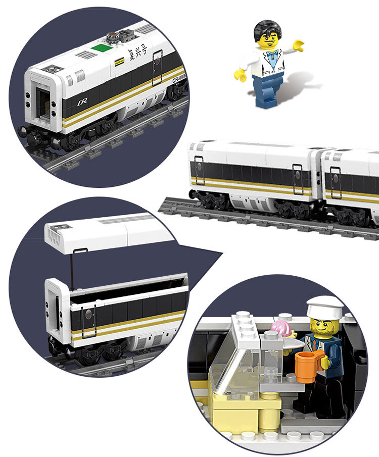 模型高铁和谐号天际列车马士基轨道列车立体拼插积木人仔益智玩具礼物