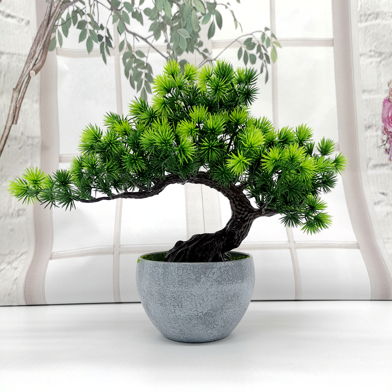 仿真树木 仿真植物盆景摆假树盆栽美人松罗汉松树枝塑料假树木盆栽