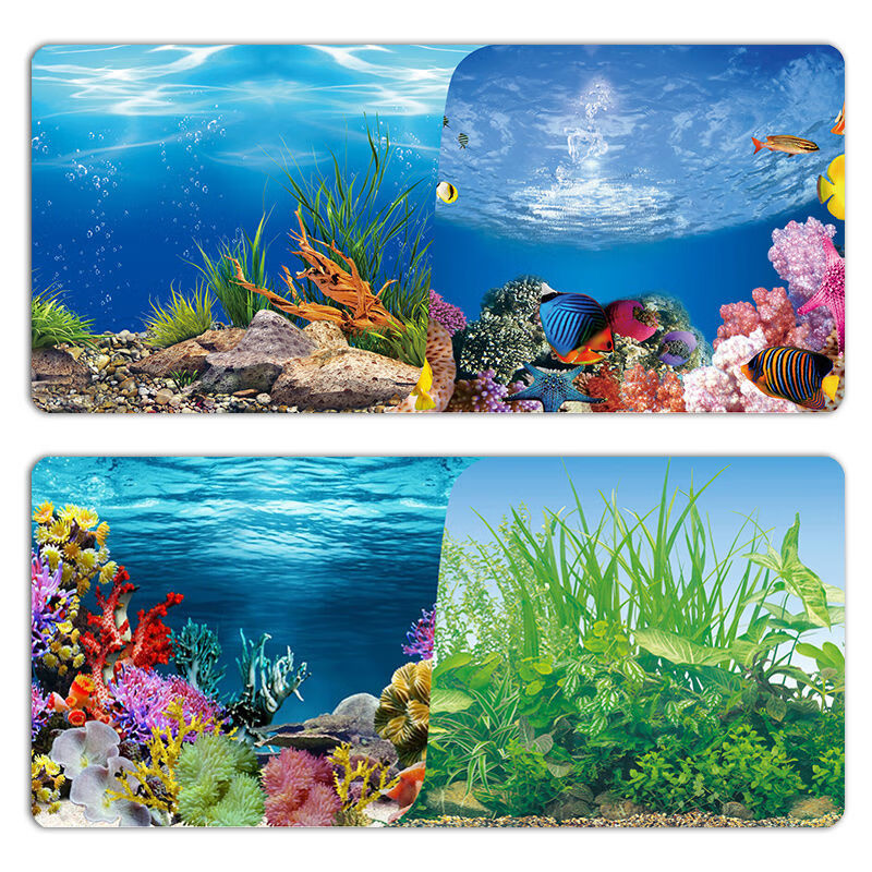 【京选推荐】鱼缸背景纸画高清图3立壁画水族箱背景图贴纸壁纸鱼缸