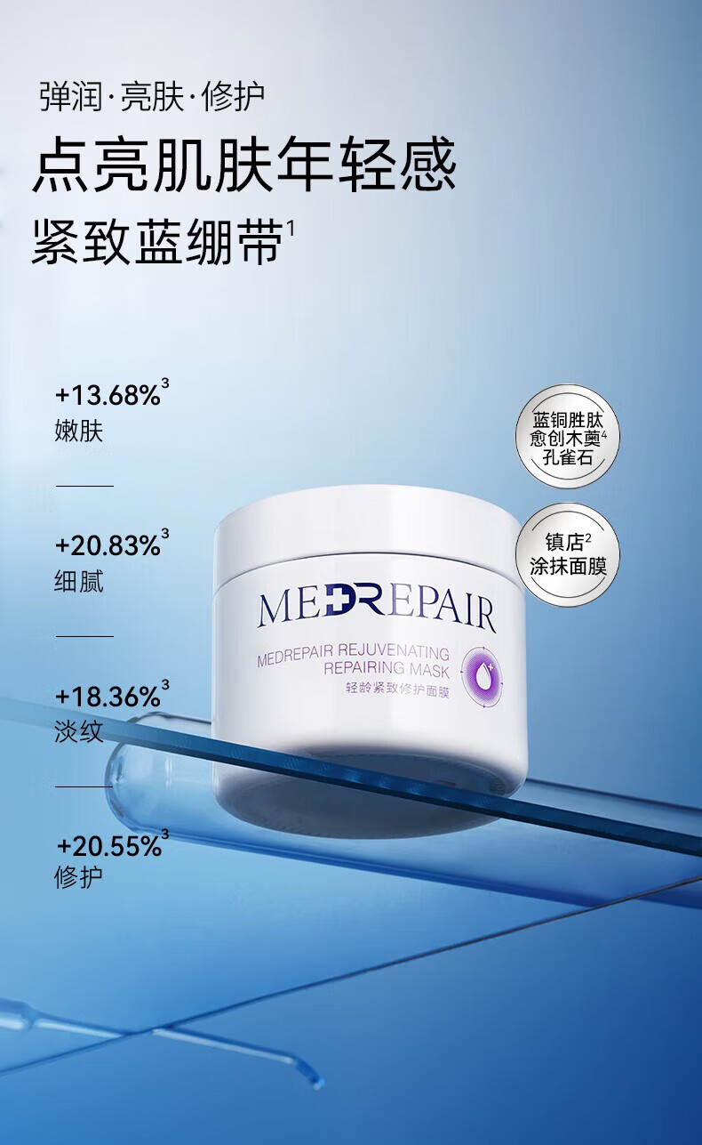 MedRepair米蓓尔蓝绷带面膜补水保湿控油涂抹式清洁泥膜女晒后舒缓华熙生物 【敏肌可用】蓝绷带面膜 110g