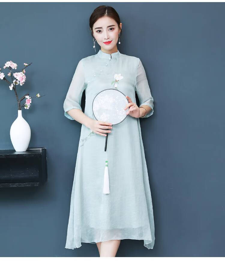 茶禅服禅舞女人服装汉服古风改良旗袍裙少女夏季新款式中国风复古