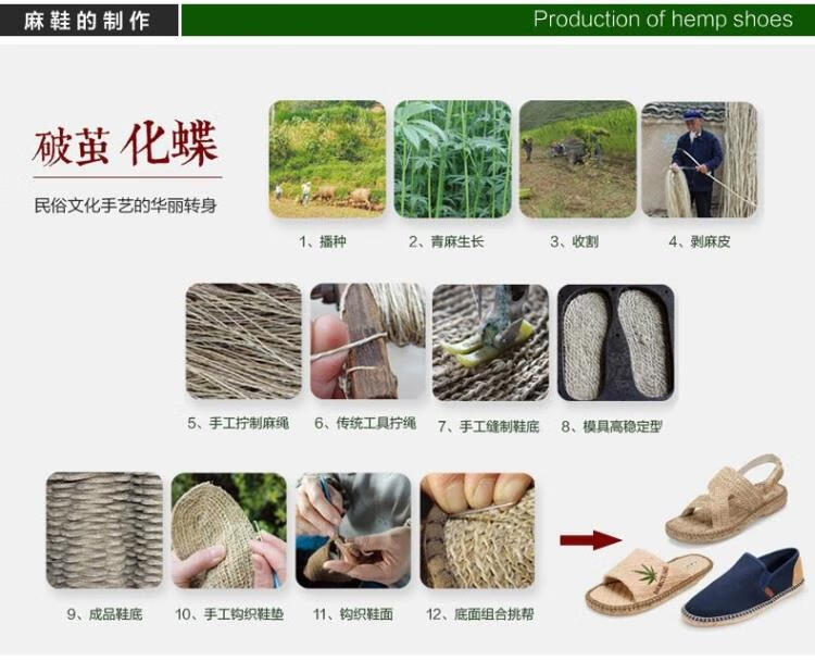 汉麻草鞋男汗脚拖鞋甘谷麻鞋草编鞋止汗干爽透气品质定制款麻本色38