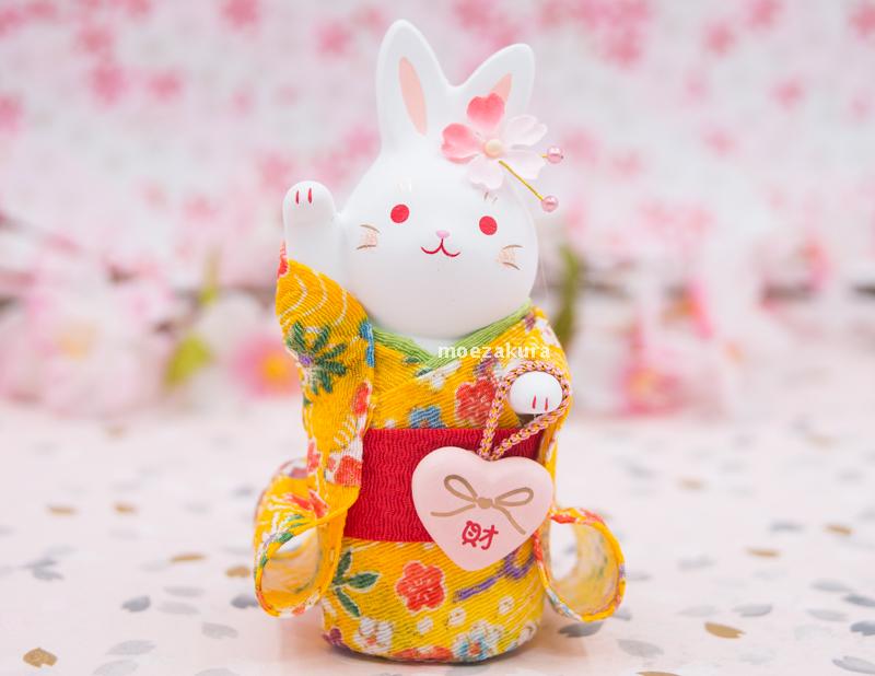 5折日本濑户烧和服祈愿兔开运招财兔摆件结婚送礼左手爱