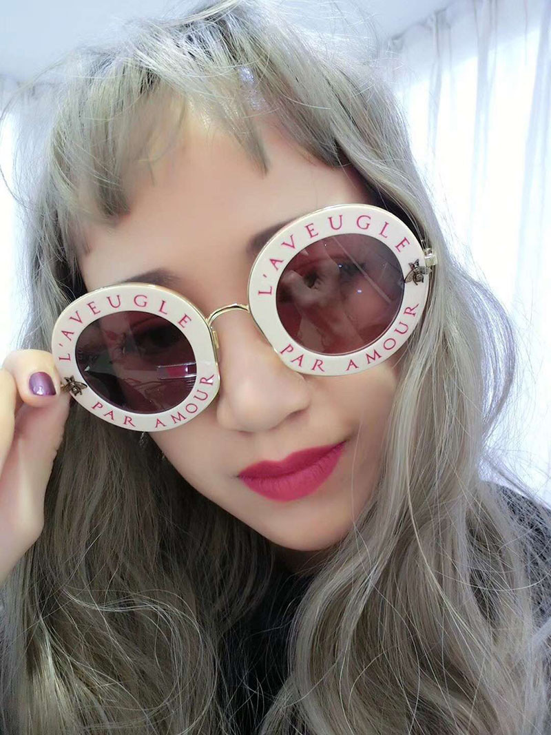 gucci古驰太阳镜女士圆框墨镜小蜜蜂太阳眼镜吴亦凡倪妮明星同款眼镜