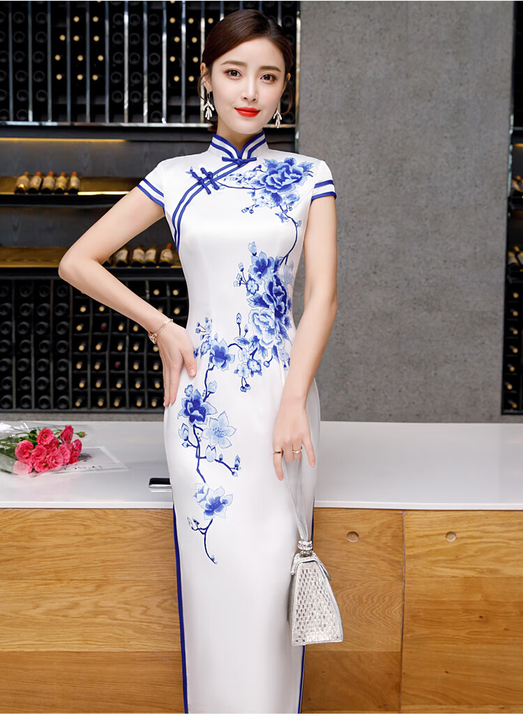 木点了 旗袍女2020夏新款中国风仿真丝修身显瘦收腰复古禅意唐装汉服