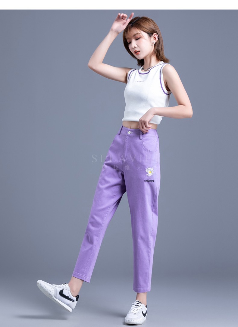 萨拉维夫品牌今年流行的紫色裤子女2020新款宽松休闲裤女裤夏季薄款