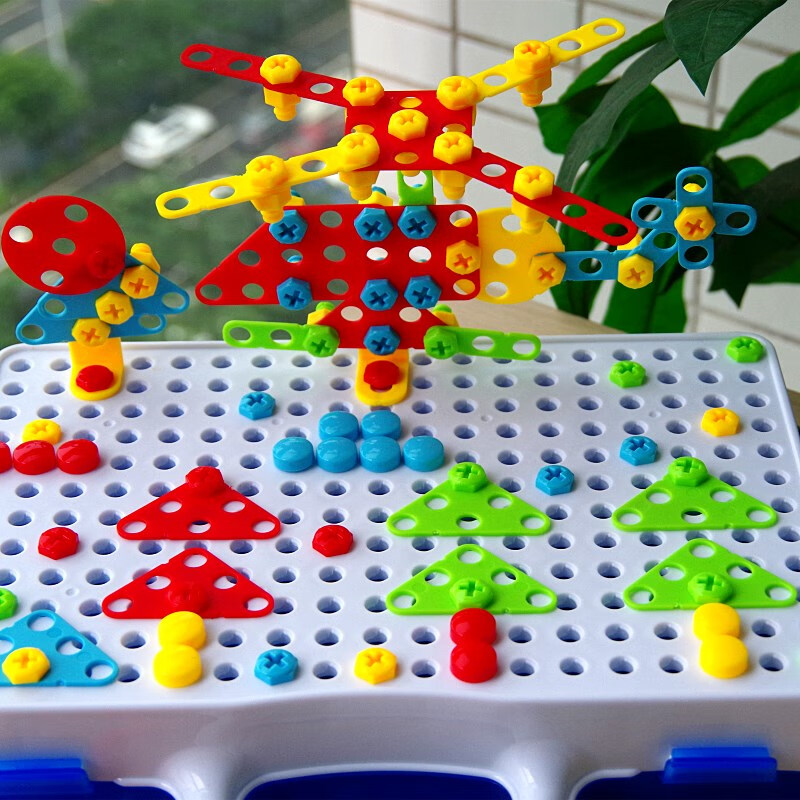 电转螺丝钉拼图儿童玩具早教工具箱电钻玩具拆装螺丝拼图积木拼装组合