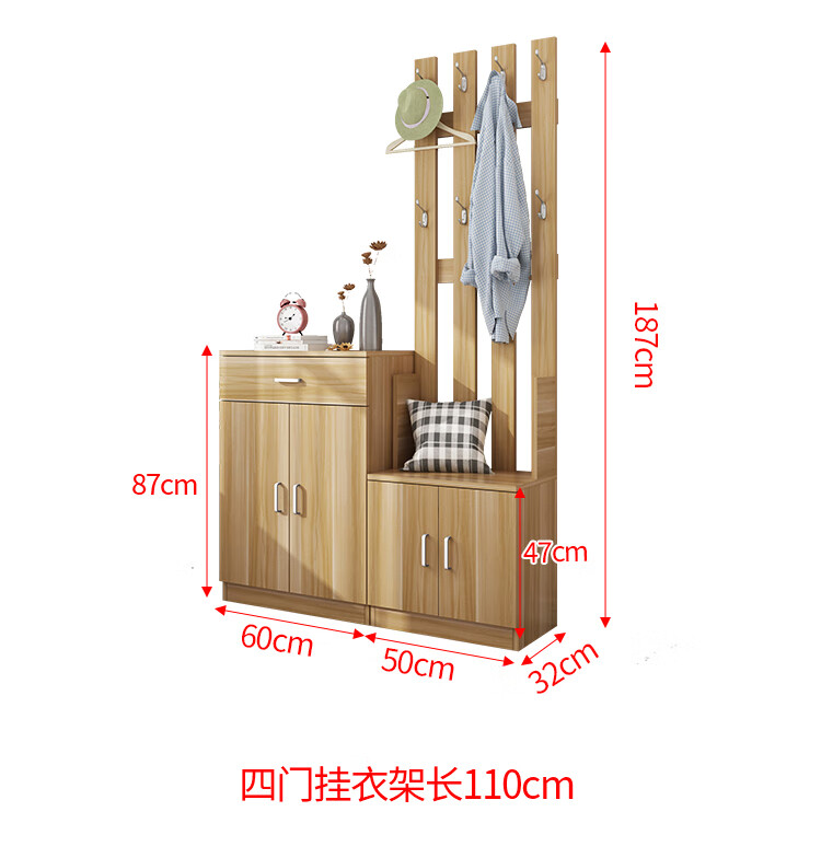 进门鞋柜家用门口可坐欧式玄关柜衣帽柜换鞋凳挂衣架一体靠墙阳台 暖