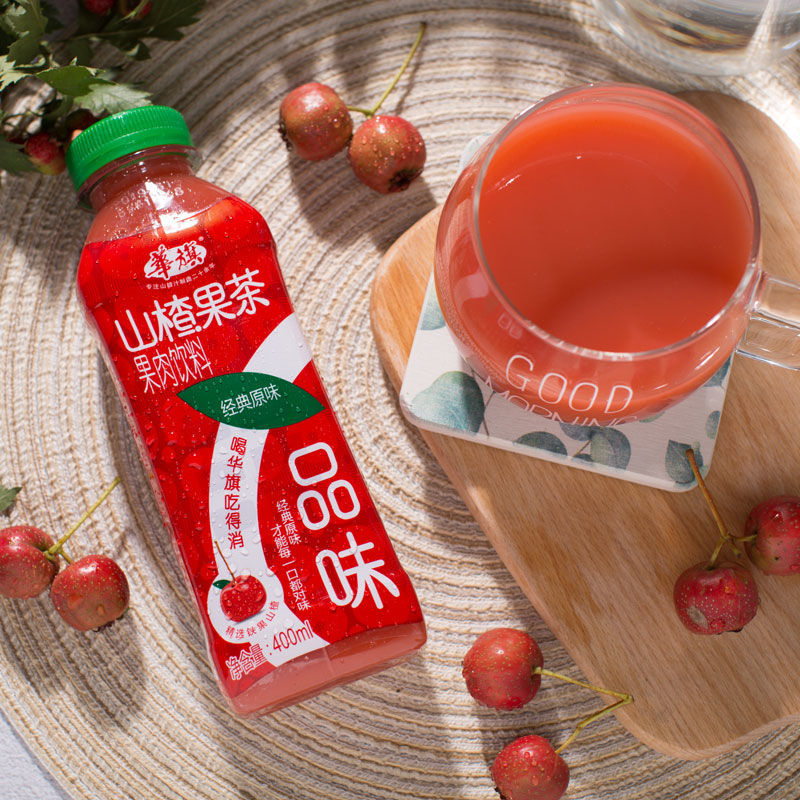 华旗山楂果茶400ml12瓶果汁400ml6瓶含糖果汁饮料限京津冀有糖12瓶装