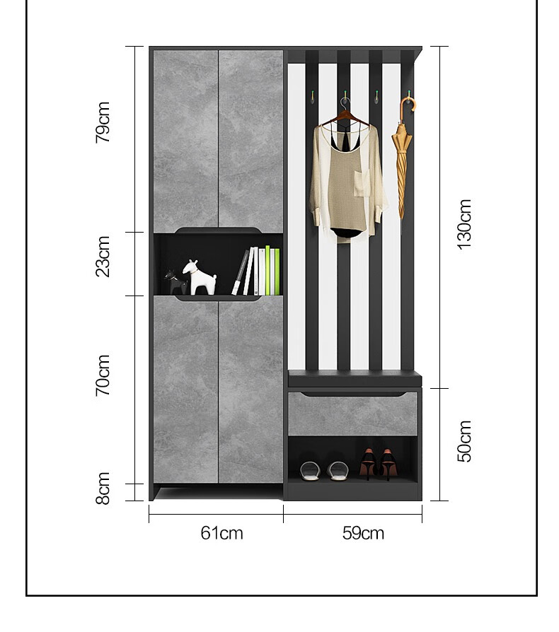 一体北欧门厅柜衣帽架挂衣架鞋柜鞋架一体组合换鞋凳进门玄关隔断柜