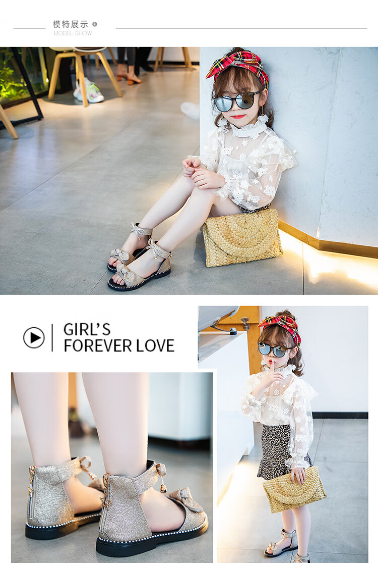 l adidas hen女童宝宝鞋夏季女童凉鞋罗马鞋时尚3儿童