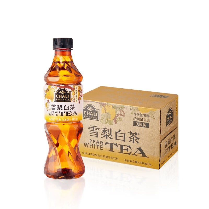 茶里(CHALI)雪梨白茶果汁茶饮料瓶装390ml*15瓶/箱
