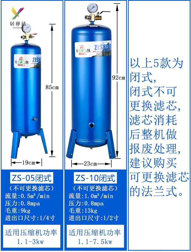 气泵空压机过滤器除水净化压缩空气精密油水分离器喷漆干燥罐定制兮珍