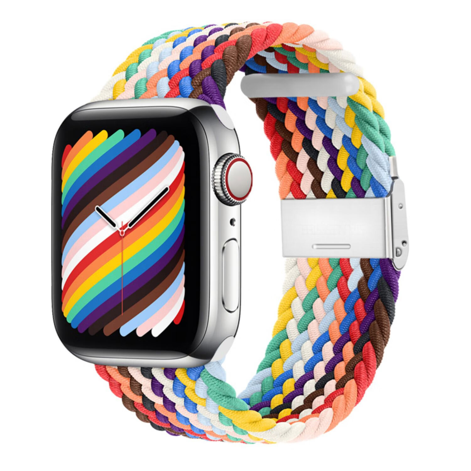 奥古者适用苹果s7手表applewatch表带彩虹尼龙编织卡扣iwatch6se534