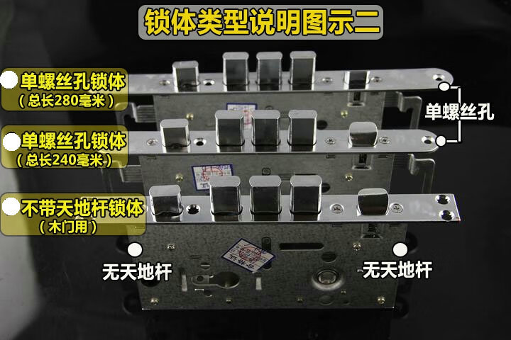 新多防盗门锁体家用通用大门锁具铁门锁舌机械锁门锁具1号铁普通锁体