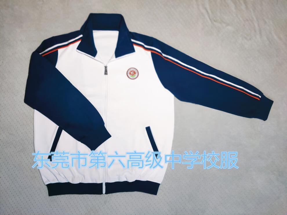 诗迪仕2022新款东莞市第六中学校服六中高中夏装恤长裤运动服藏蓝双白