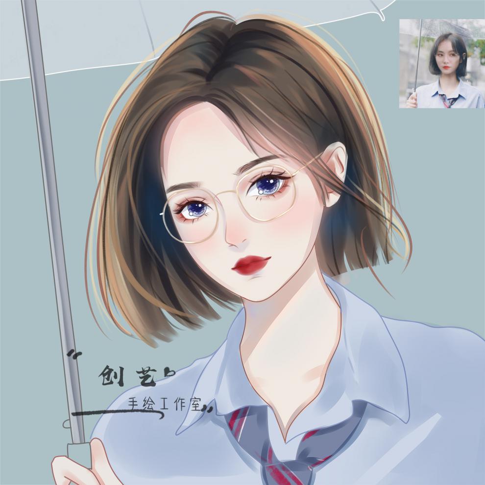 微信头像手绘头像定制原创水晶风画师约稿漫画卡通设计情侣照片微信画