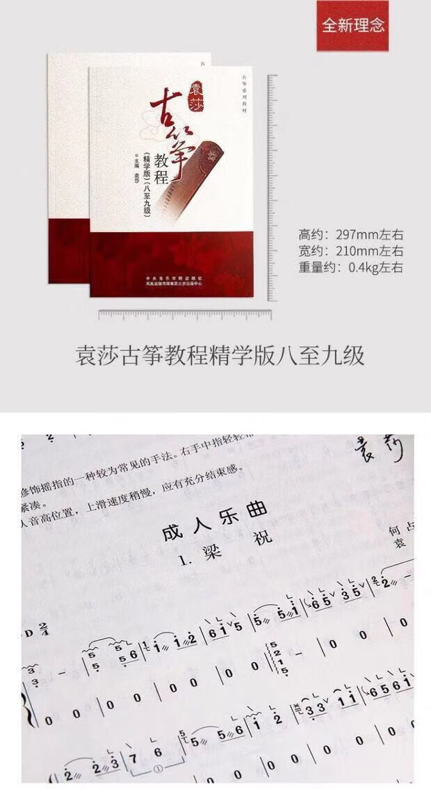 袁莎古筝教程1-3 4-7 8-9级 古筝谱曲谱初学者入门教材 古筝自学 袁莎